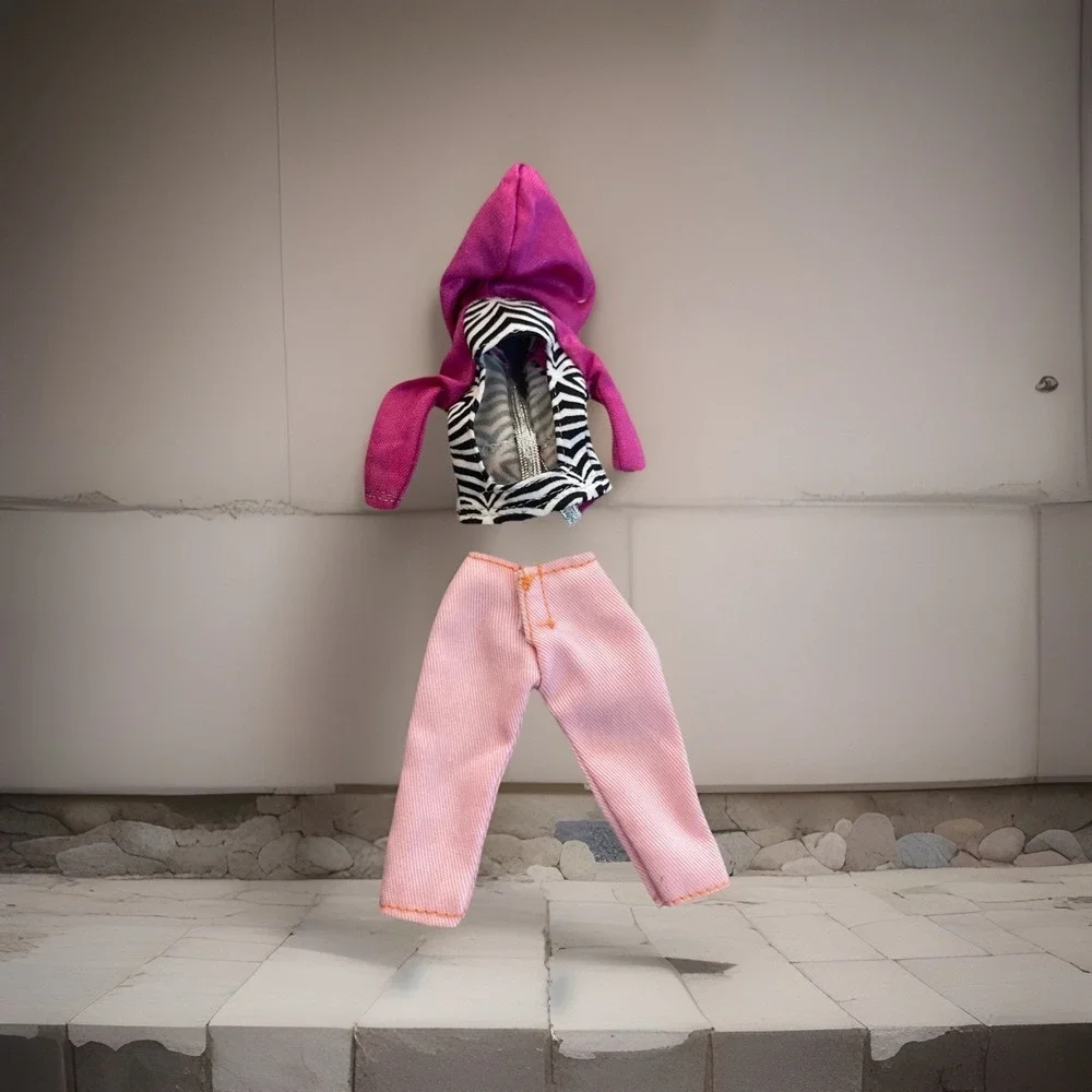 Vintage Barbie Outfit Tracksuit Pink Zebra Hoodie and‎ Pants Pink Set